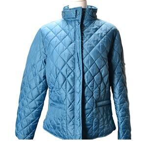 L.L. Bean Women’s Quilted Jacket Blue Size M‎ Insulated Nylon Coat Winter Warm